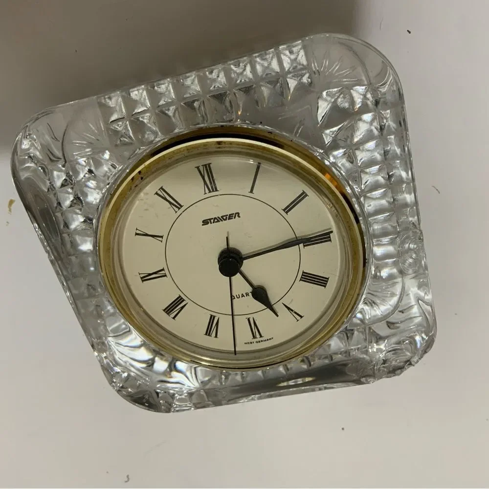 Staiger Quartz Lead Crystal Clock West Germany Movement - Crystal Made in France